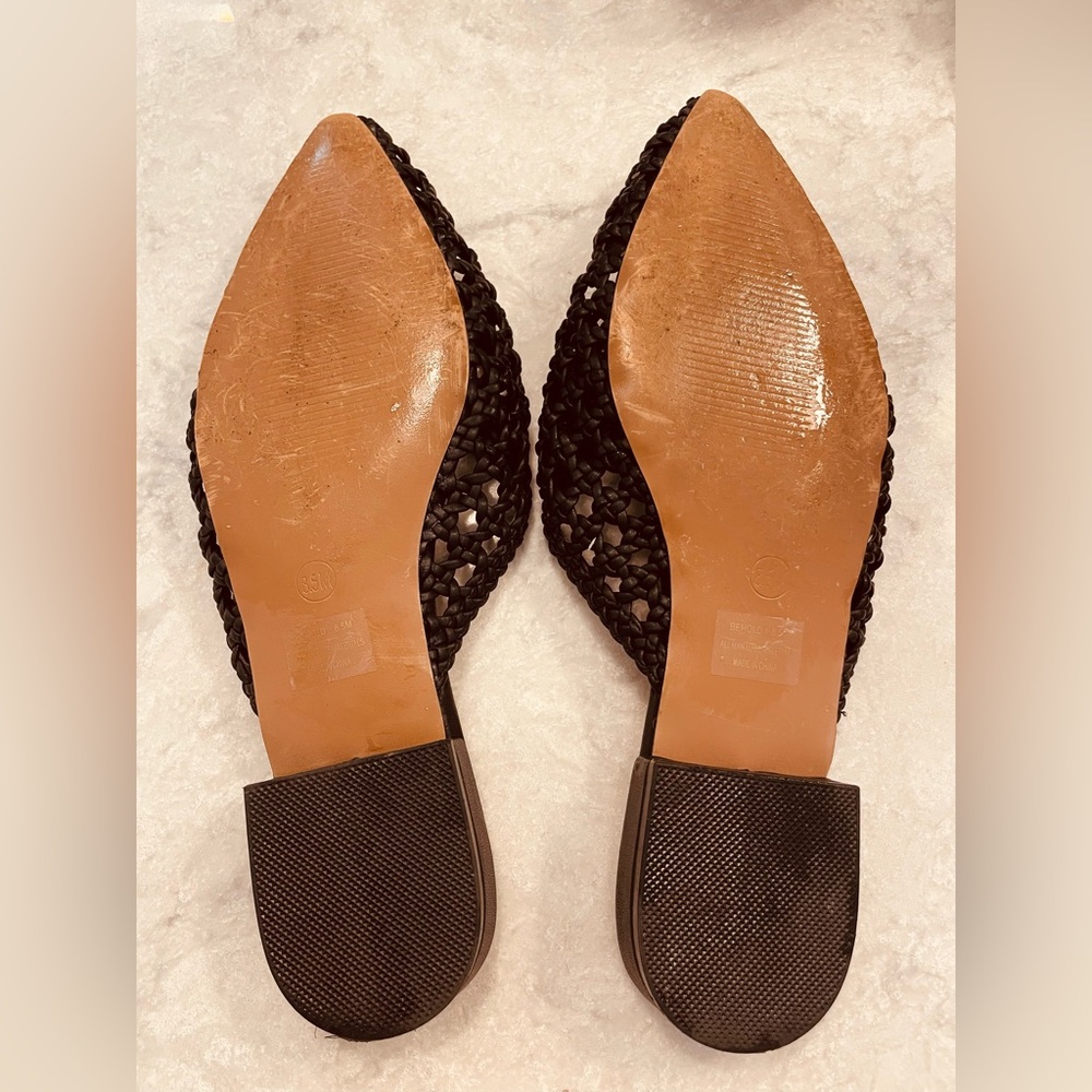 Joie Behold Black Woven Pointed Toe Mules/ no box/great condition - Picture 9 of 15